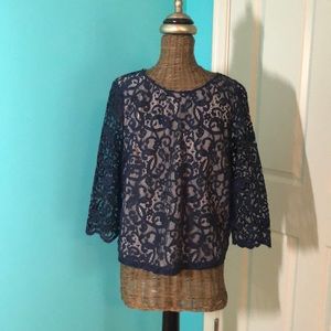 Navy blue lace blouse